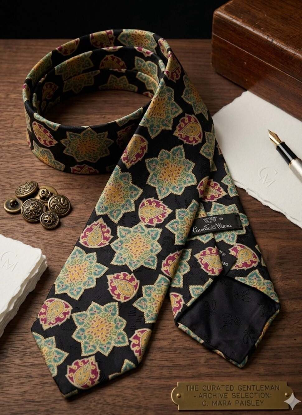 Mens Gianfranco Black Floral Pattern Tie With Matching Pocket Square NEW